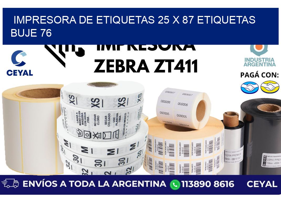 impresora de etiquetas 25 x 87 etiquetas buje 76