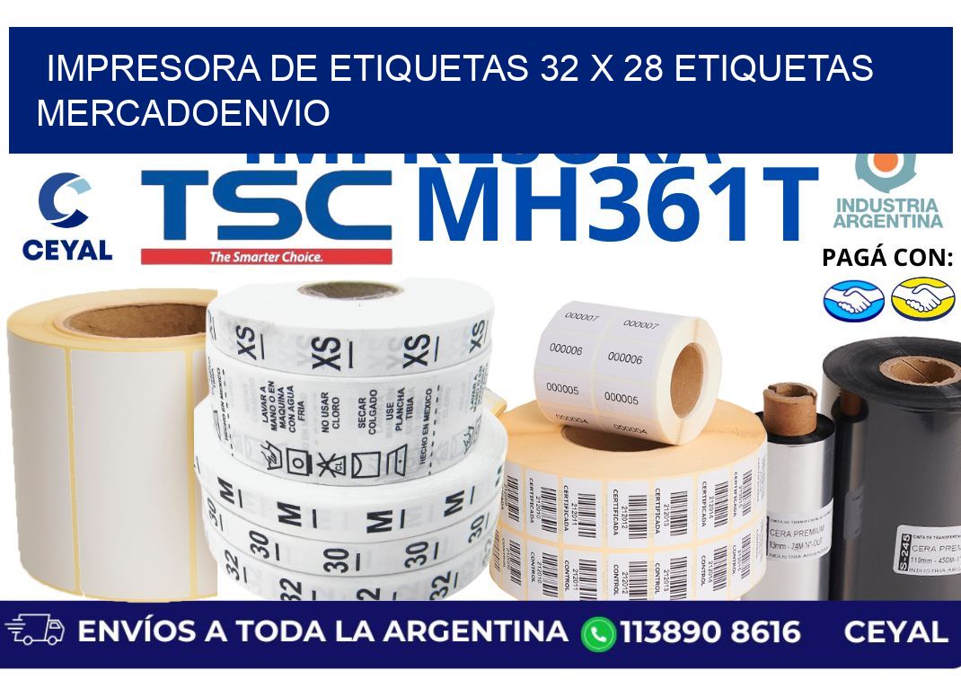 impresora de etiquetas 32 x 28 etiquetas mercadoenvio