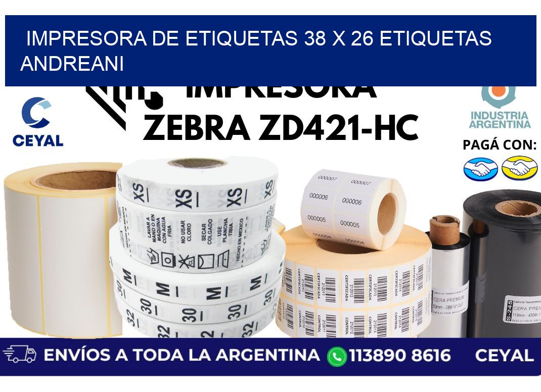 impresora de etiquetas 38 x 26 etiquetas andreani