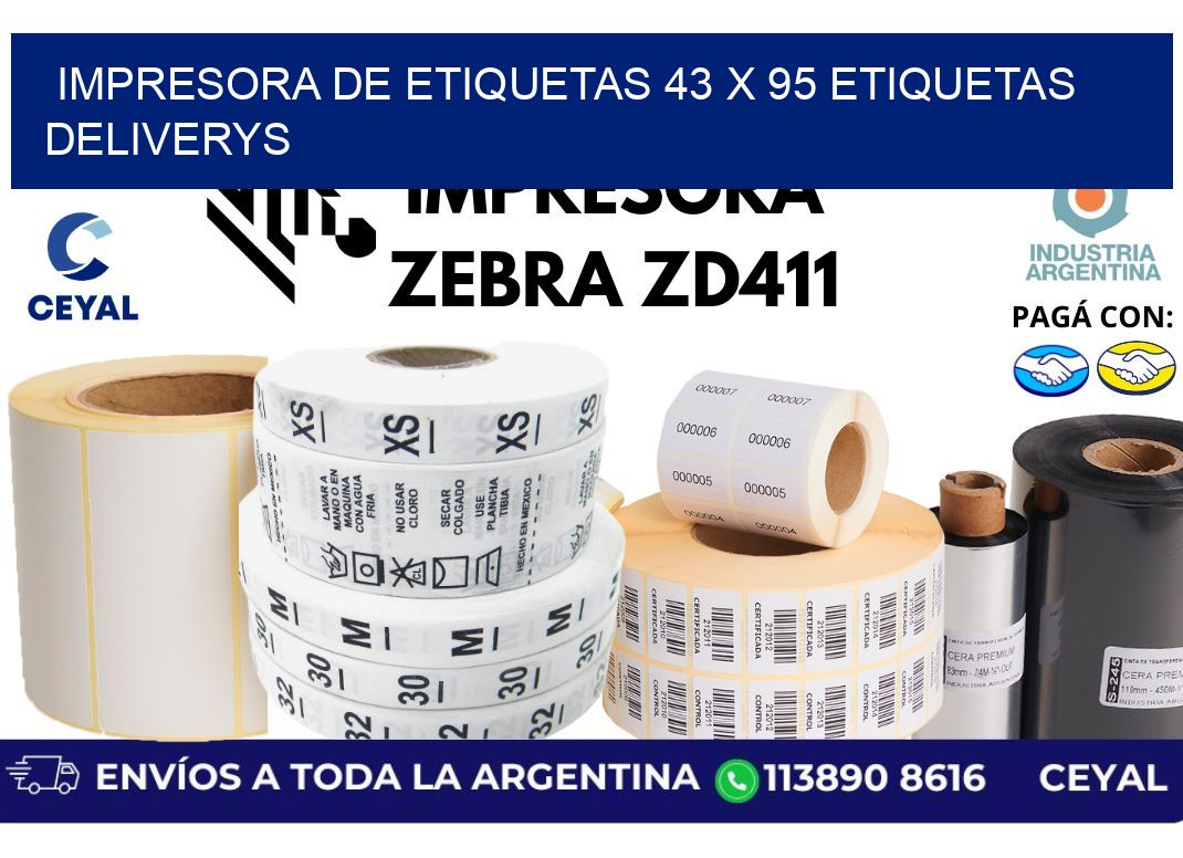 impresora de etiquetas 43 x 95 etiquetas deliverys