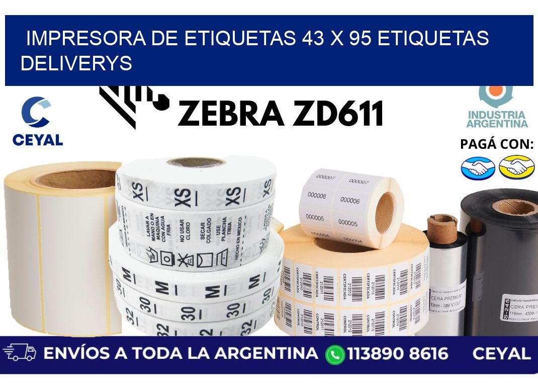 impresora de etiquetas 43 x 95 etiquetas deliverys