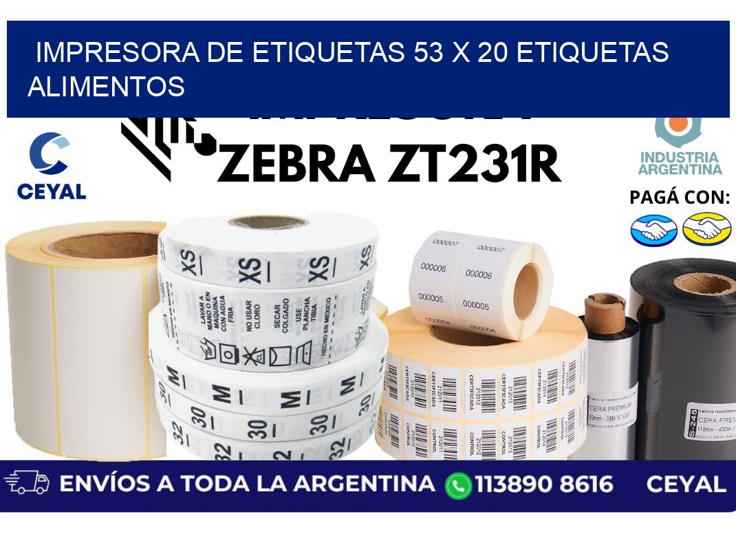 impresora de etiquetas 53 x 20 etiquetas alimentos