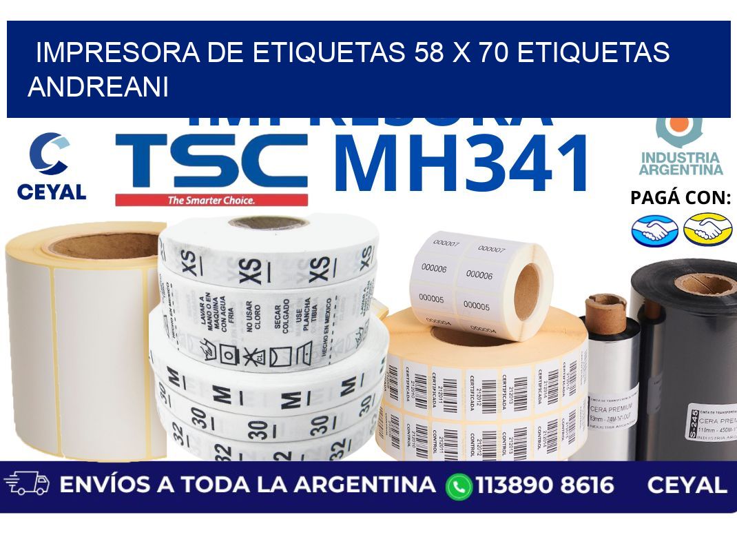 impresora de etiquetas 58 x 70 etiquetas andreani