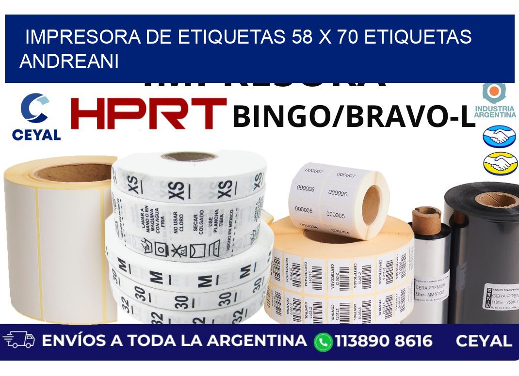 impresora de etiquetas 58 x 70 etiquetas andreani