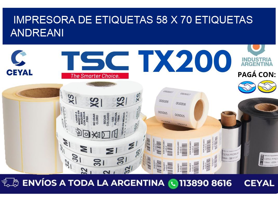 impresora de etiquetas 58 x 70 etiquetas andreani