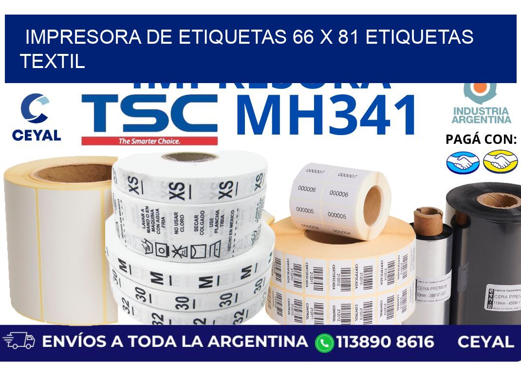 impresora de etiquetas 66 x 81 etiquetas textil