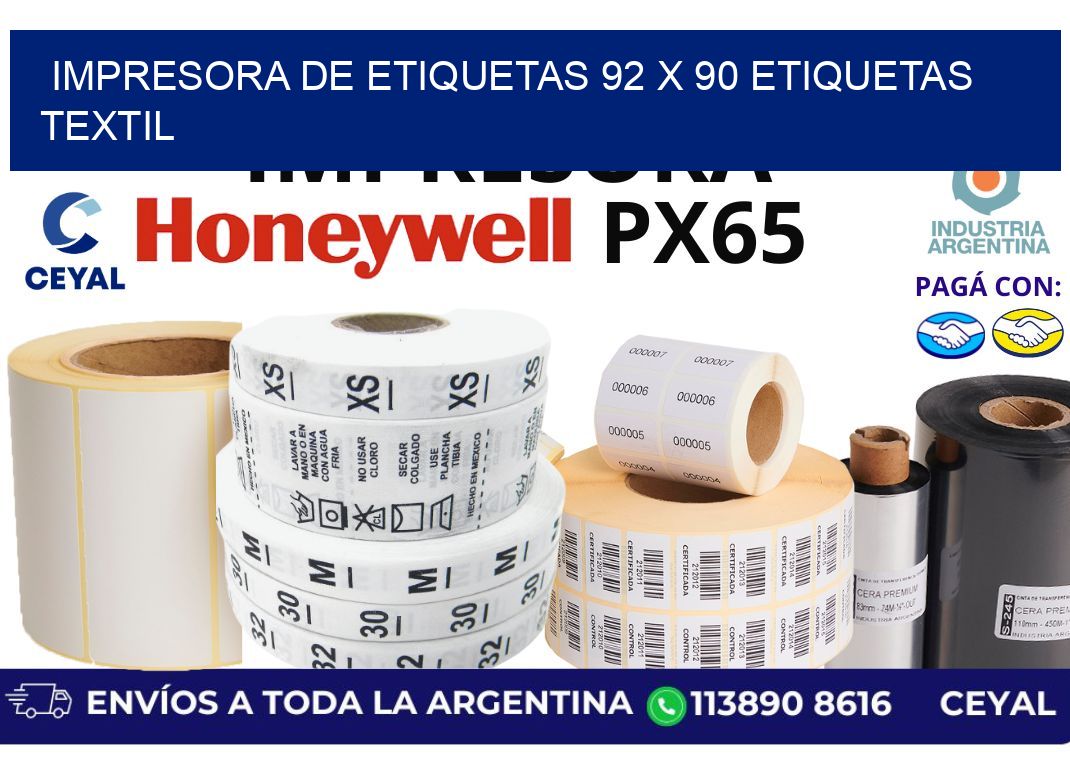 impresora de etiquetas 92 x 90 etiquetas textil