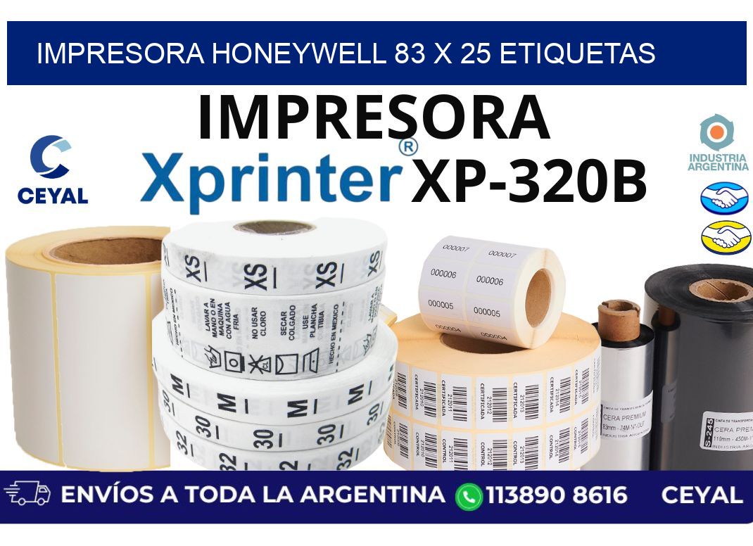 impresora honeywell 83 x 25 etiquetas