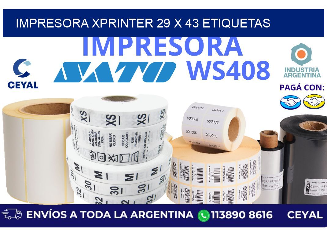 impresora xprinter 29 x 43 etiquetas