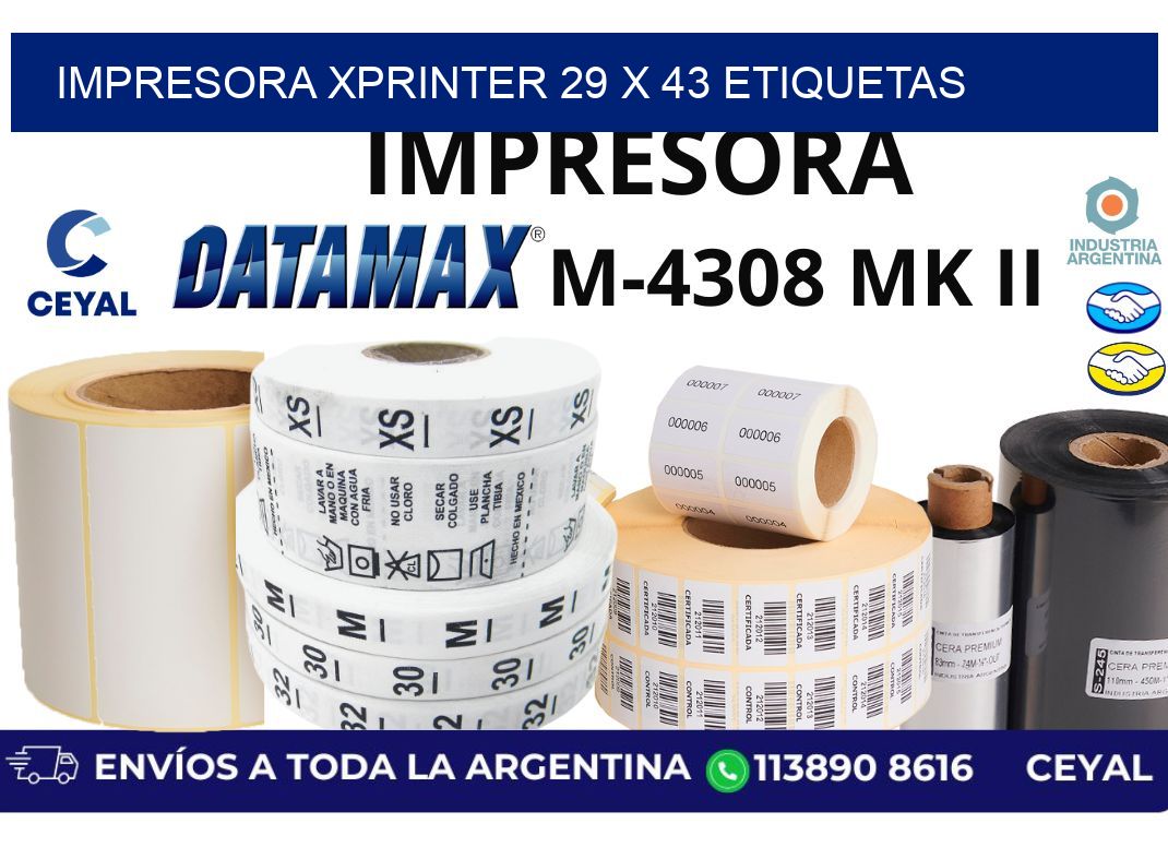 impresora xprinter 29 x 43 etiquetas