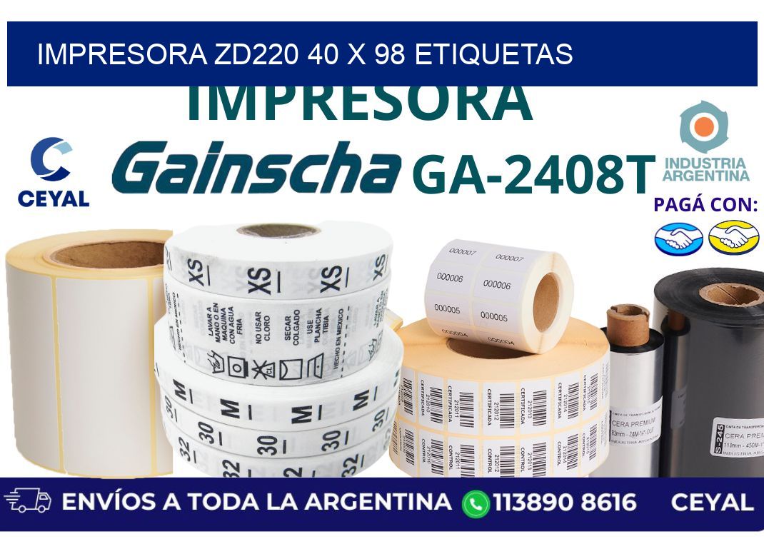 impresora zd220 40 x 98 etiquetas