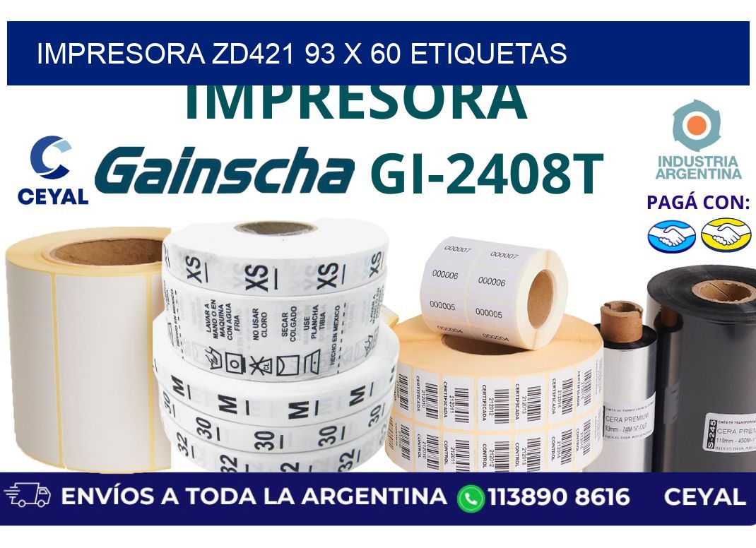 impresora zd421 93 x 60 etiquetas