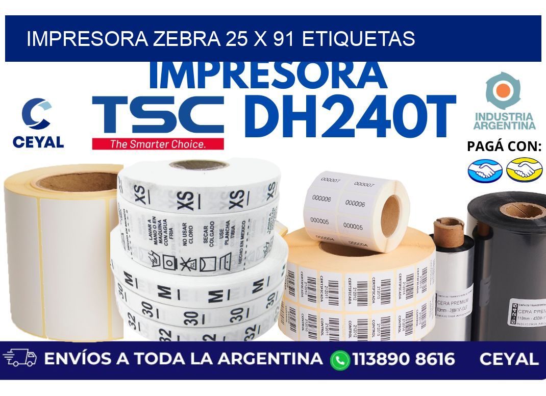 impresora zebra 25 x 91 etiquetas