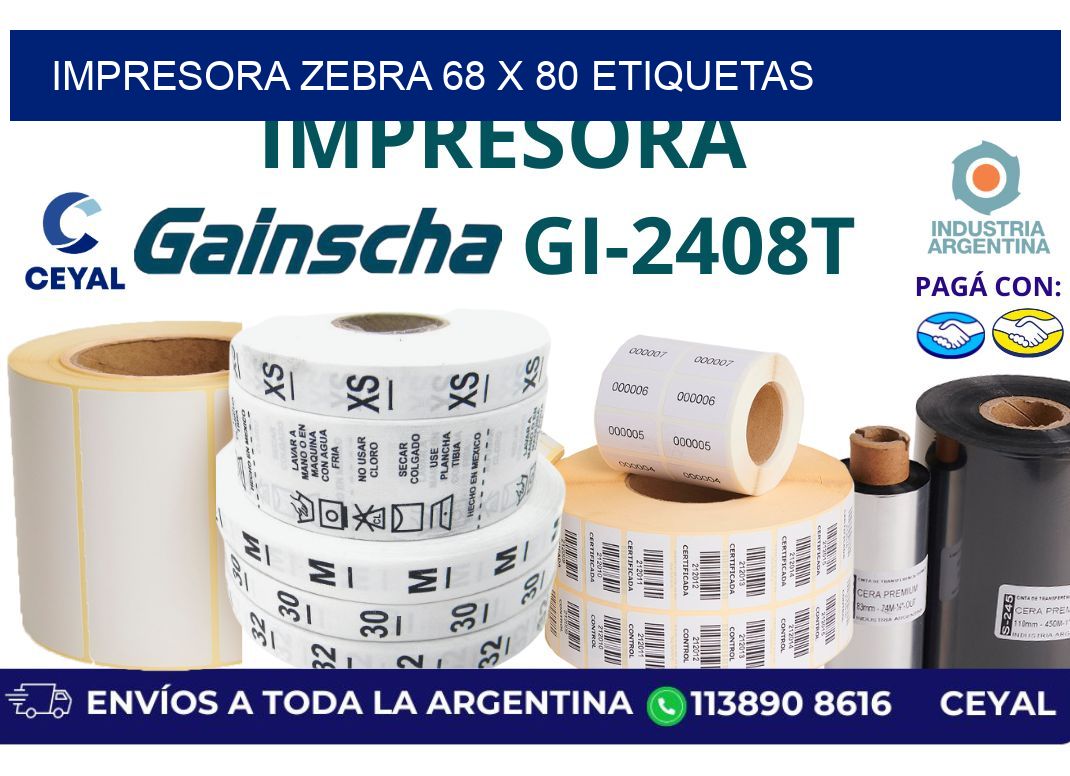 impresora zebra 68 x 80 etiquetas