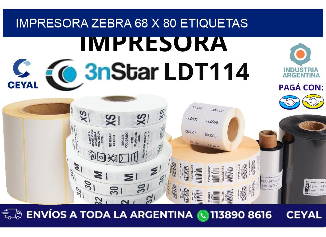 impresora zebra 68 x 80 etiquetas