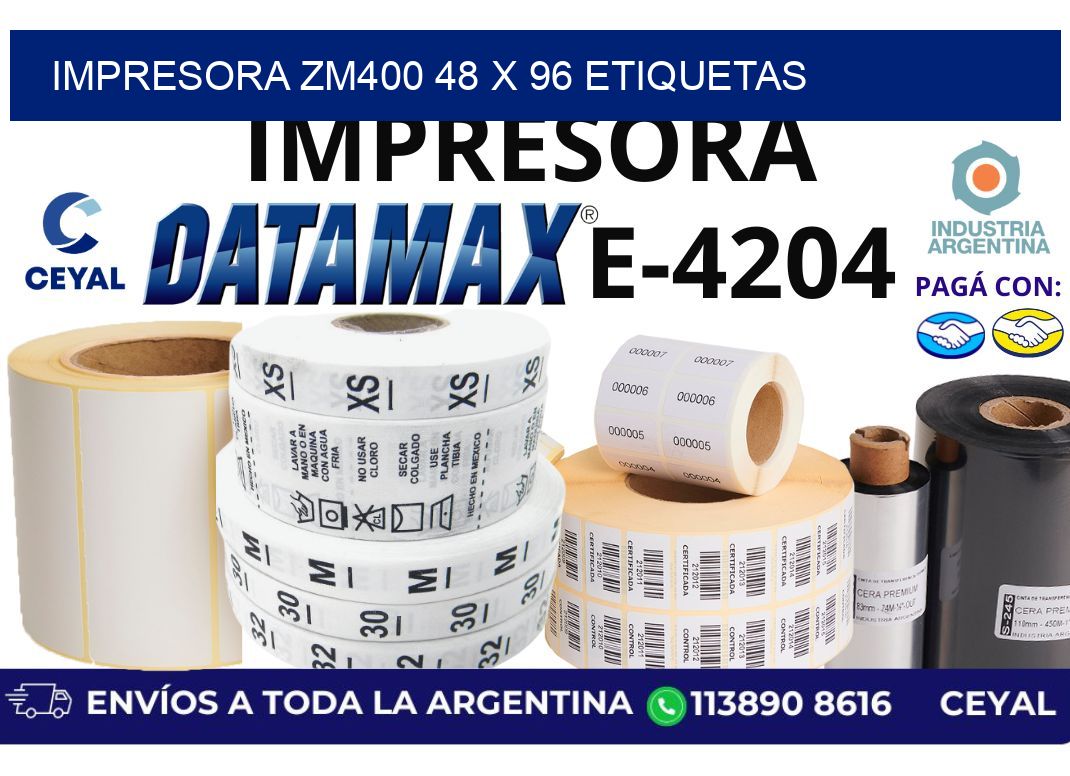 impresora zm400 48 x 96 etiquetas