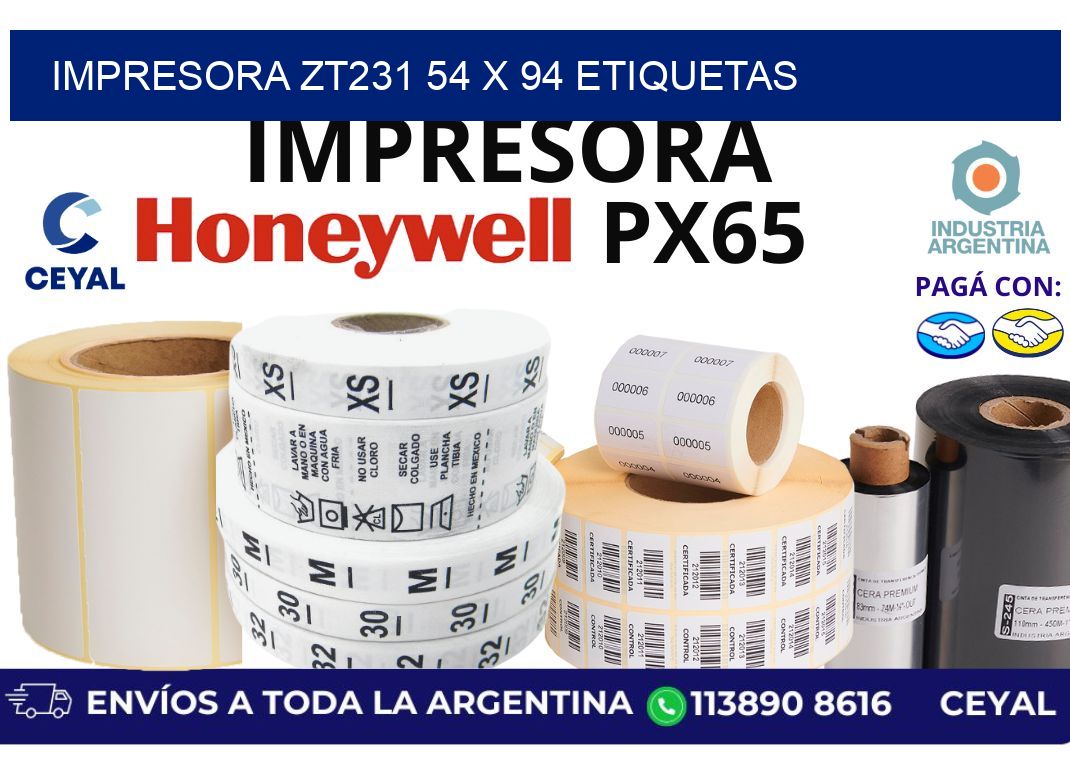 impresora zt231 54 x 94 etiquetas