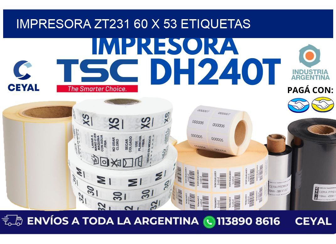 impresora zt231 60 x 53 etiquetas