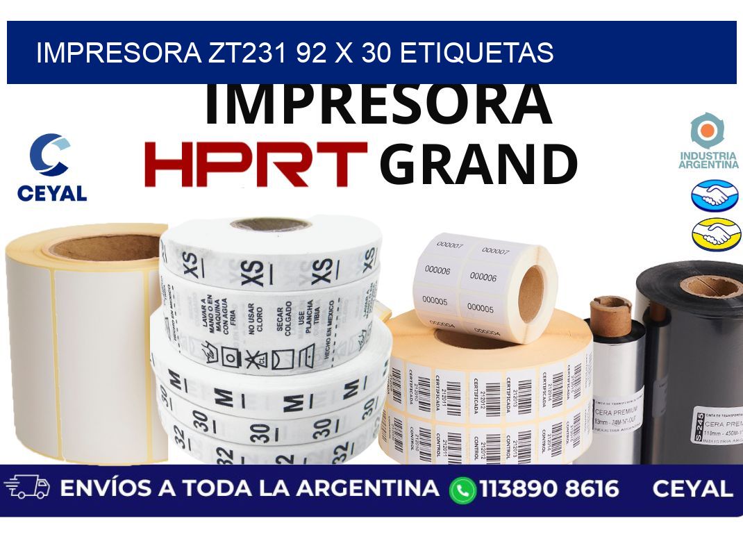 impresora zt231 92 x 30 etiquetas