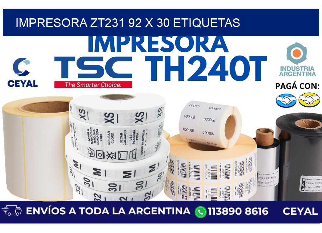 impresora zt231 92 x 30 etiquetas