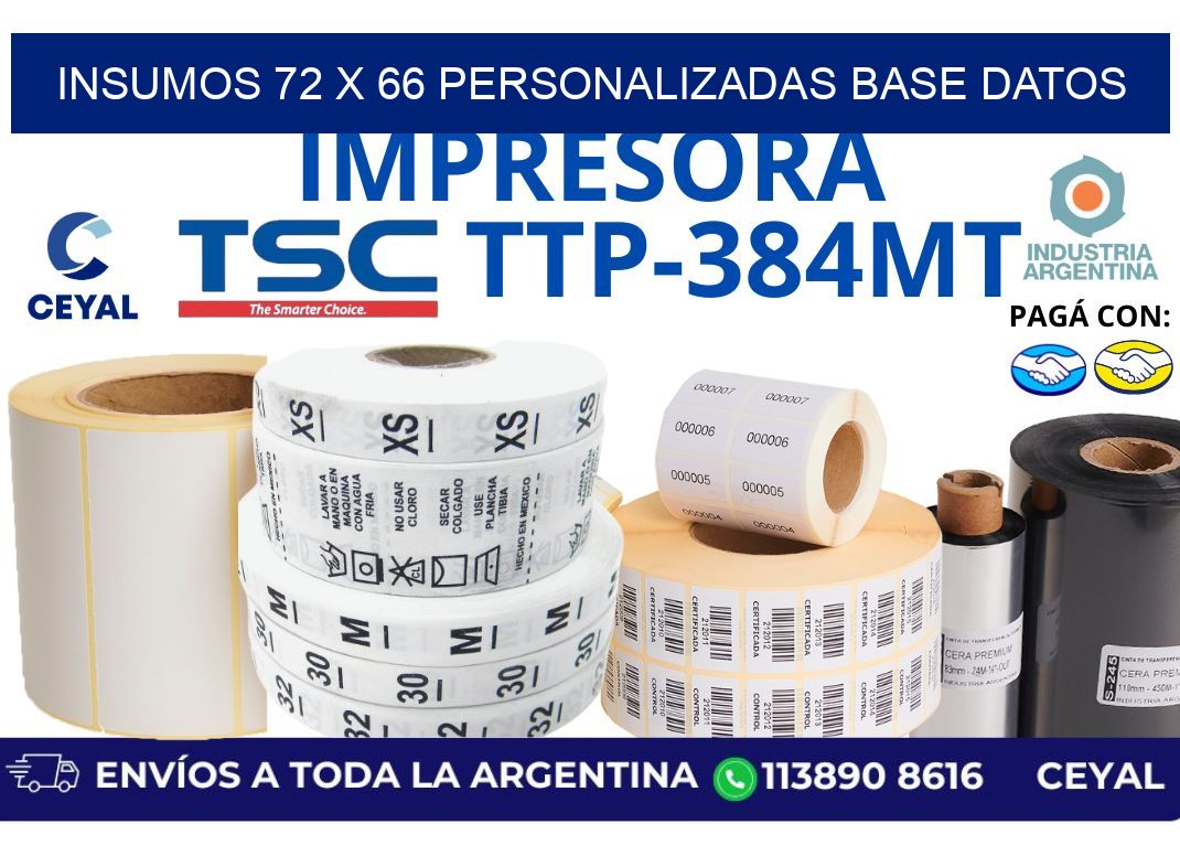insumos 72 x 66 personalizadas base datos