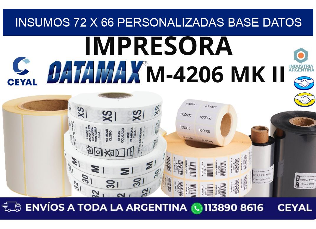 insumos 72 x 66 personalizadas base datos