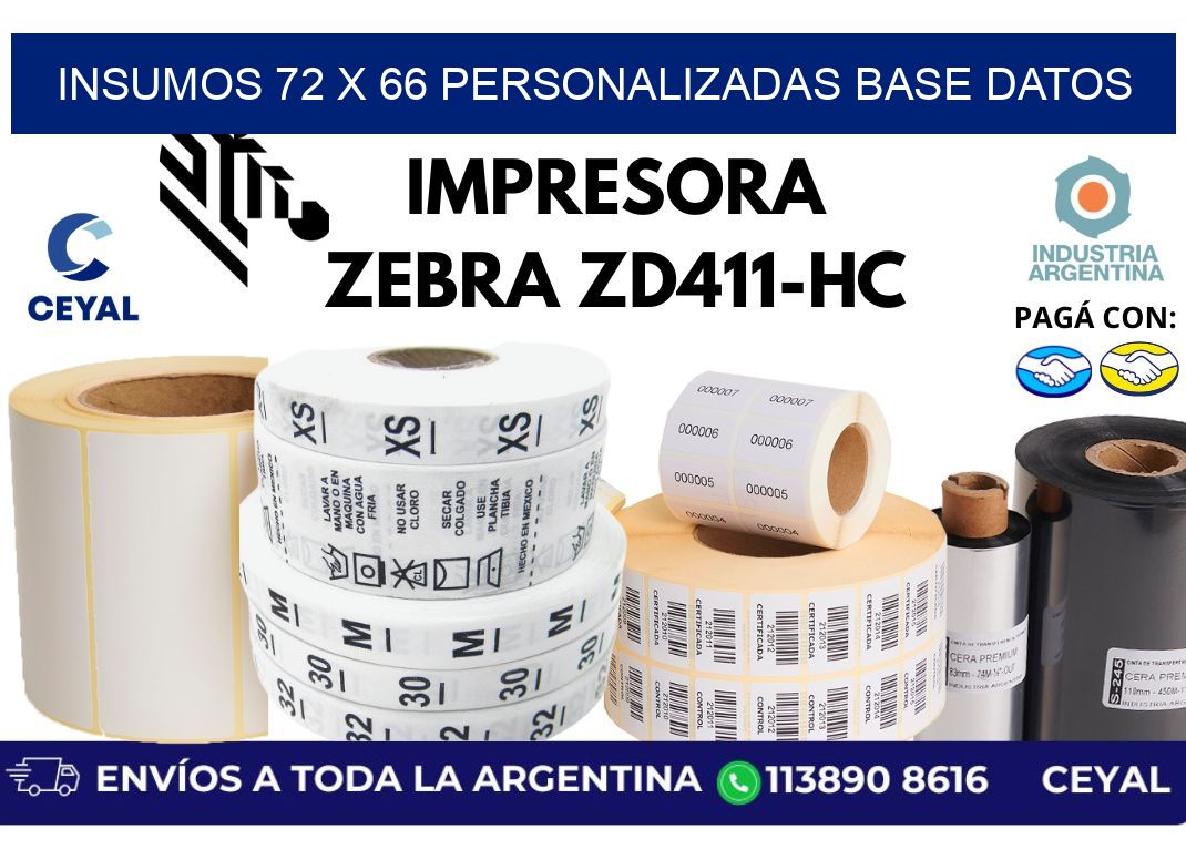 insumos 72 x 66 personalizadas base datos