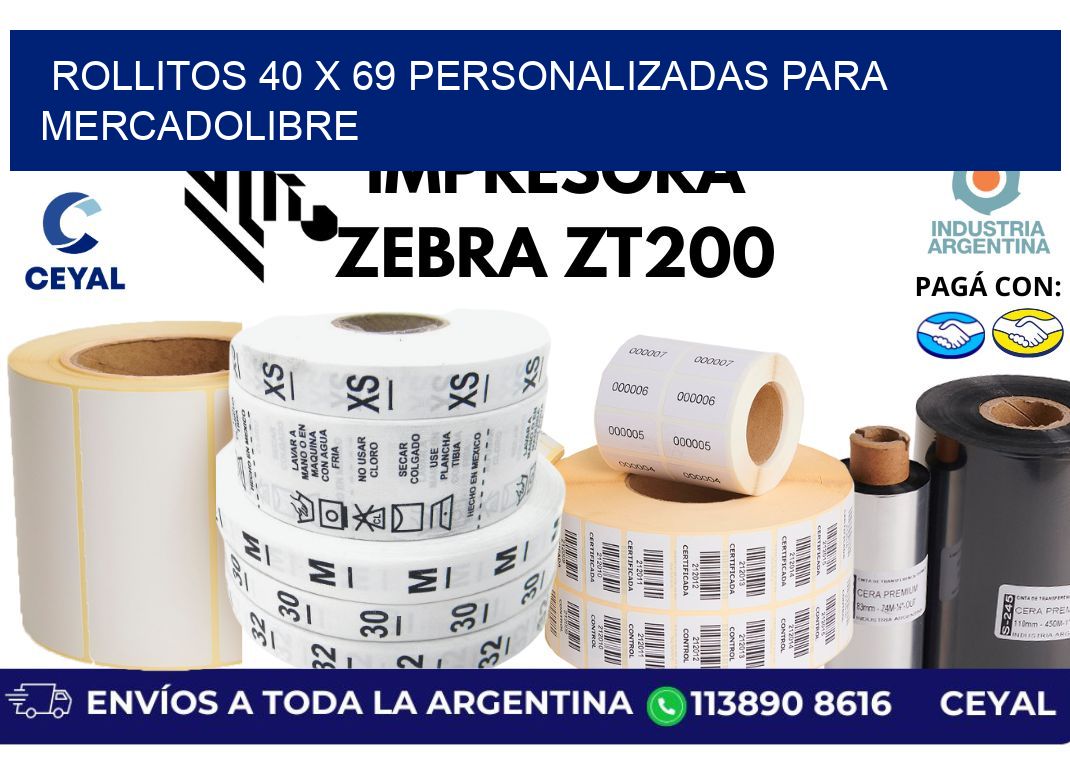 rollitos 40 x 69 personalizadas para mercadolibre