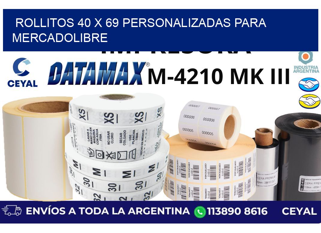 rollitos 40 x 69 personalizadas para mercadolibre
