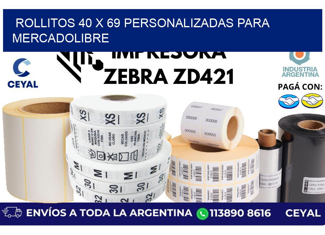 rollitos 40 x 69 personalizadas para mercadolibre