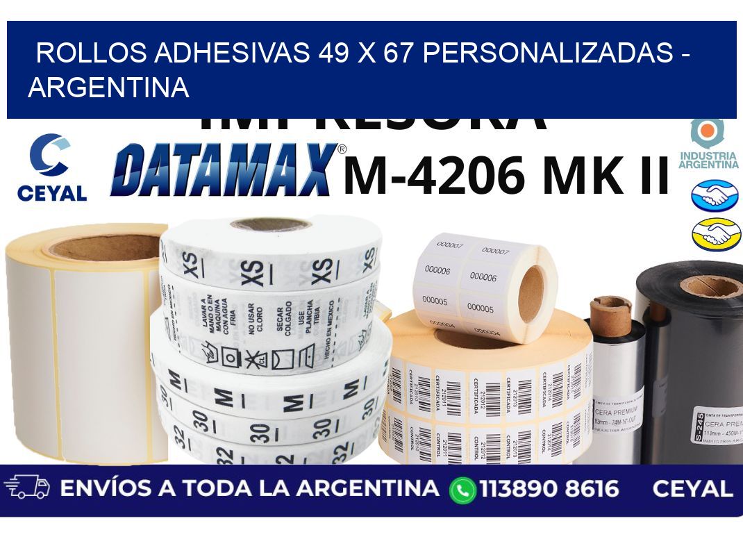 rollos adhesivas 49 x 67 personalizadas - Argentina