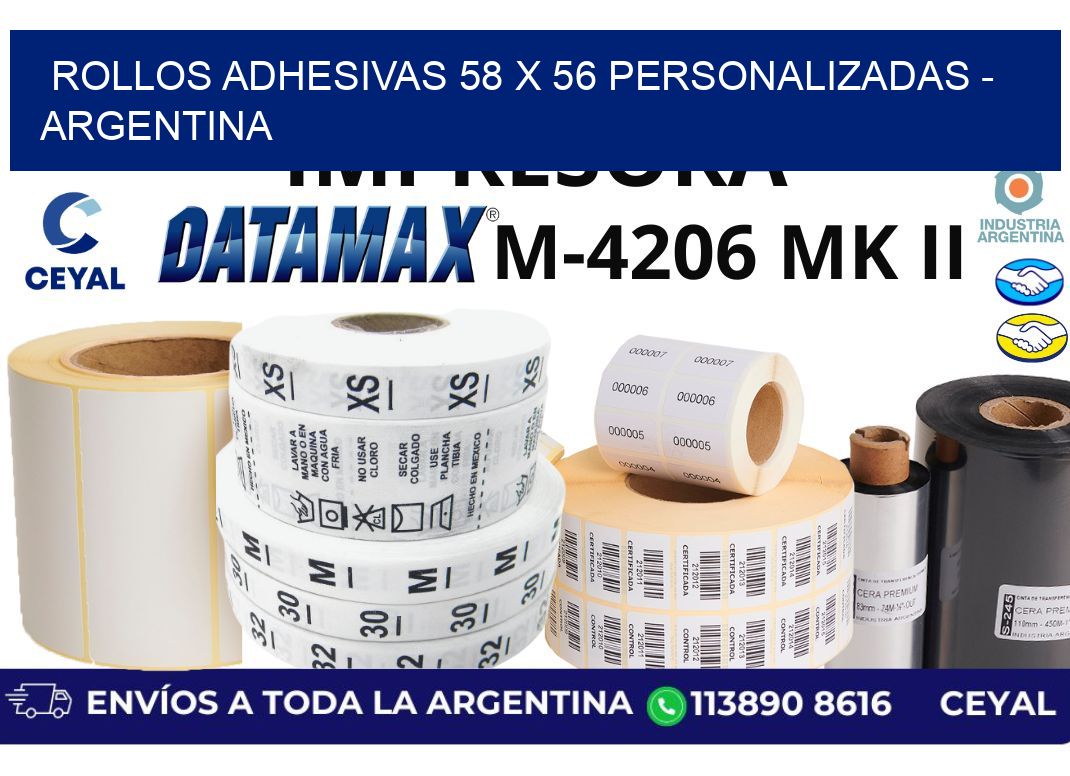 rollos adhesivas 58 x 56 personalizadas - Argentina