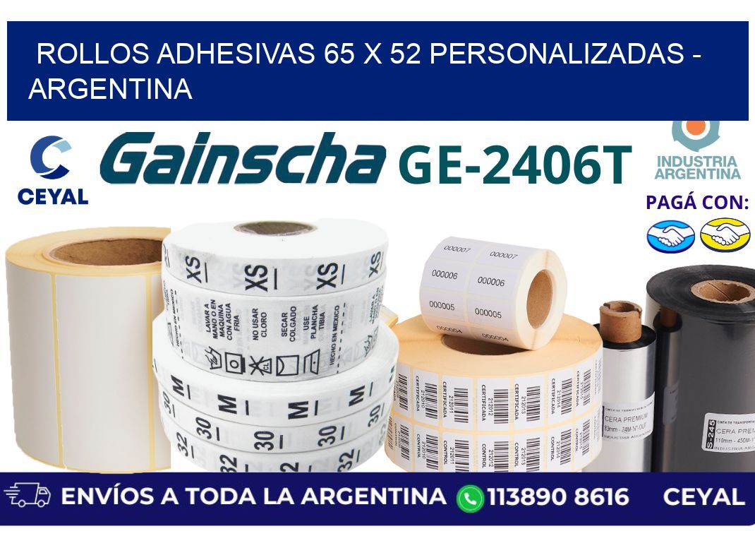 rollos adhesivas 65 x 52 personalizadas – Argentina