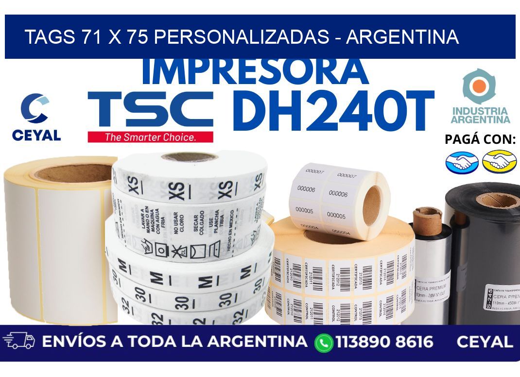 tags 71 x 75 personalizadas - Argentina