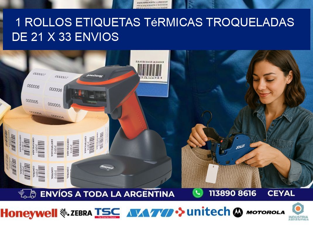 1 Rollos Etiquetas Térmicas Troqueladas De 21 x 33 ENVIOS