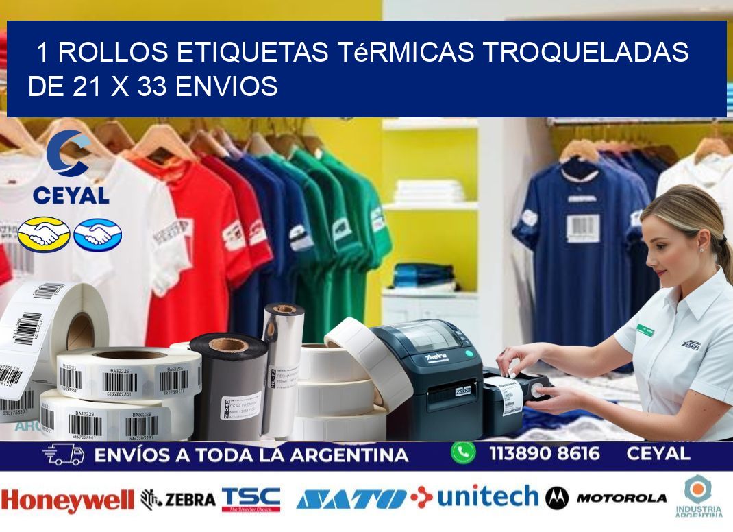1 Rollos Etiquetas Térmicas Troqueladas De 21 x 33 ENVIOS