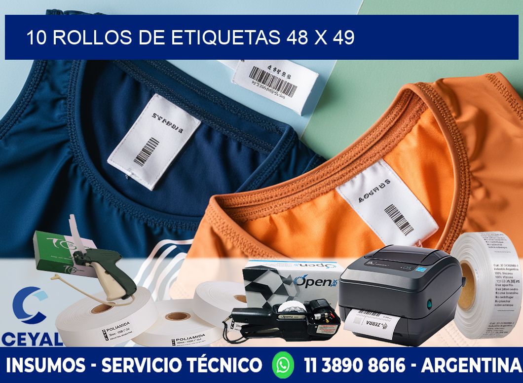10 ROLLOS DE ETIQUETAS 48 x 49