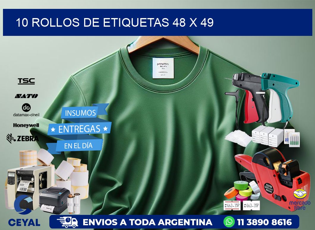 10 ROLLOS DE ETIQUETAS 48 x 49