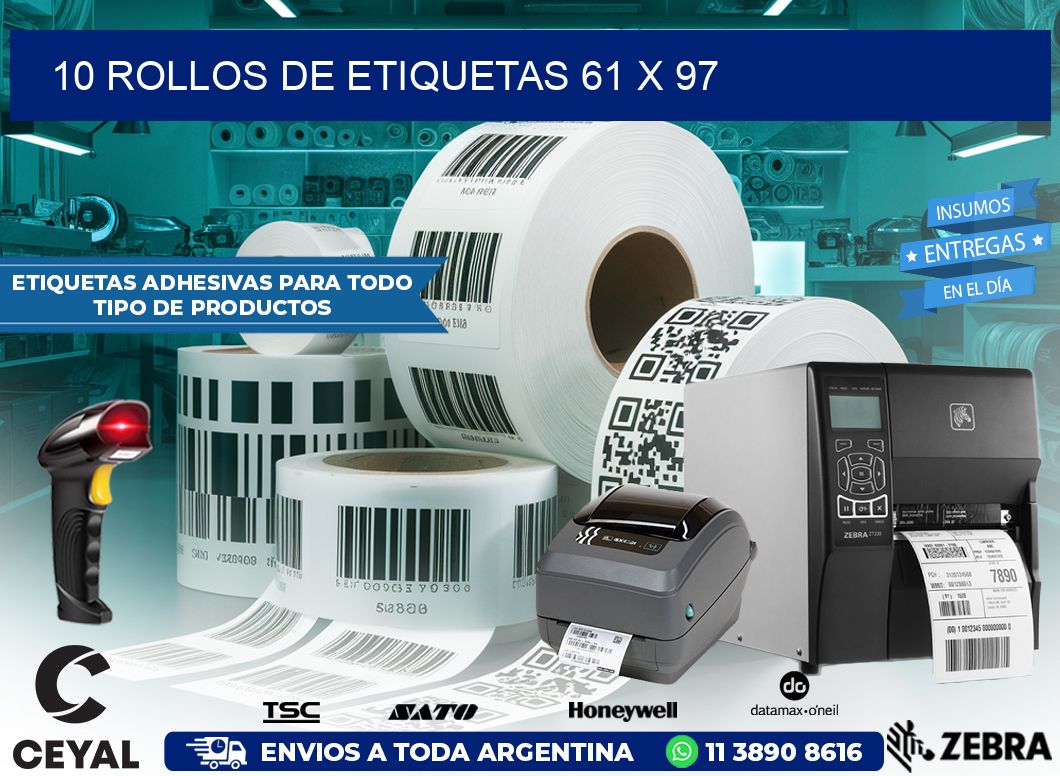 10 ROLLOS DE ETIQUETAS 61 x 97