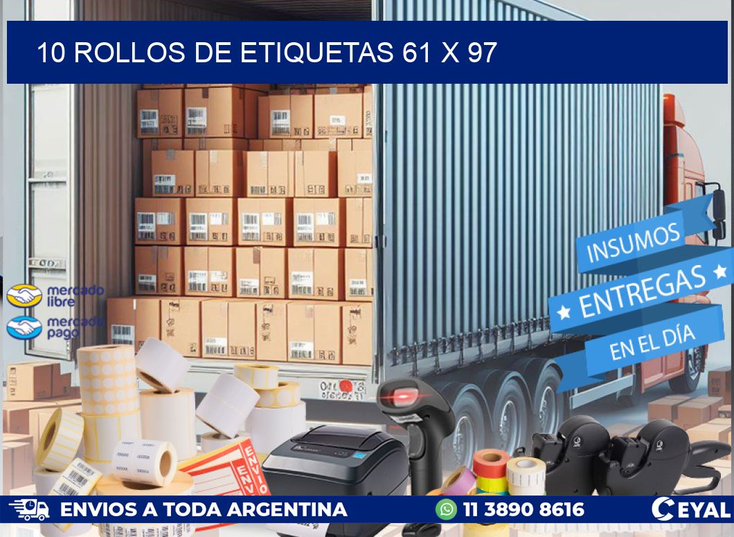 10 ROLLOS DE ETIQUETAS 61 x 97