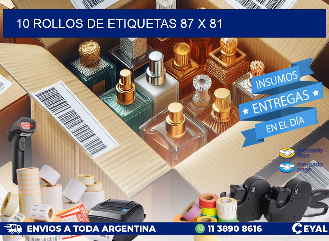 10 ROLLOS DE ETIQUETAS 87 x 81