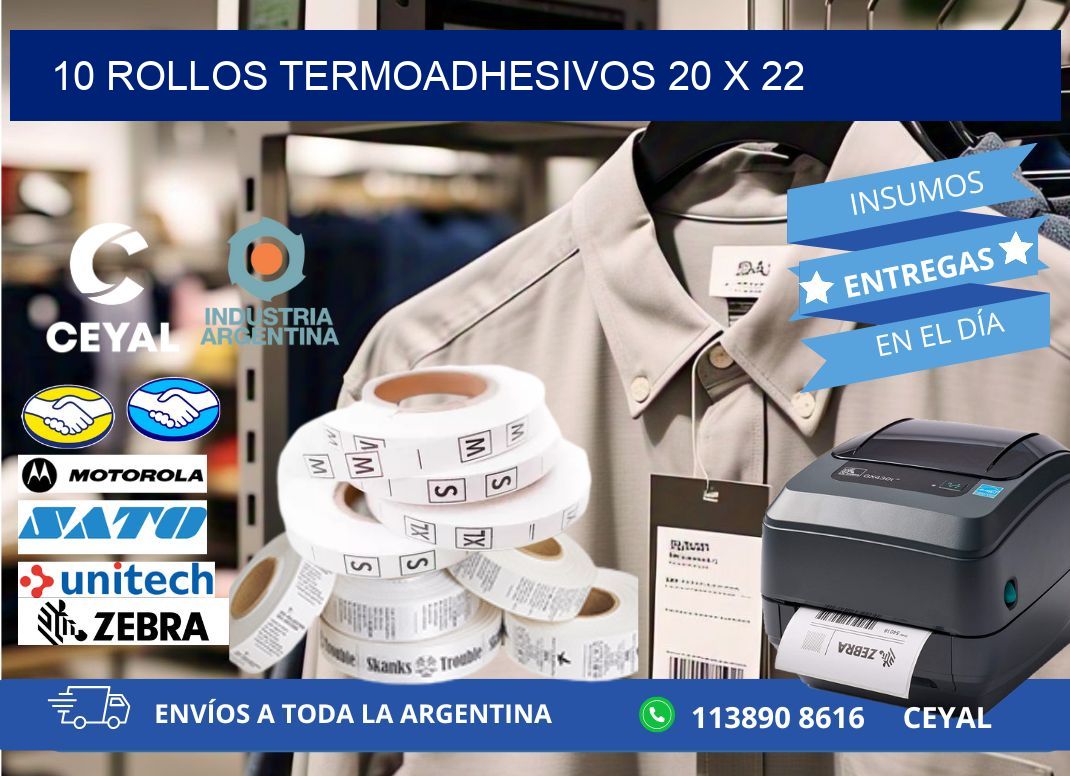10 ROLLOS TERMOADHESIVOS 20 x 22