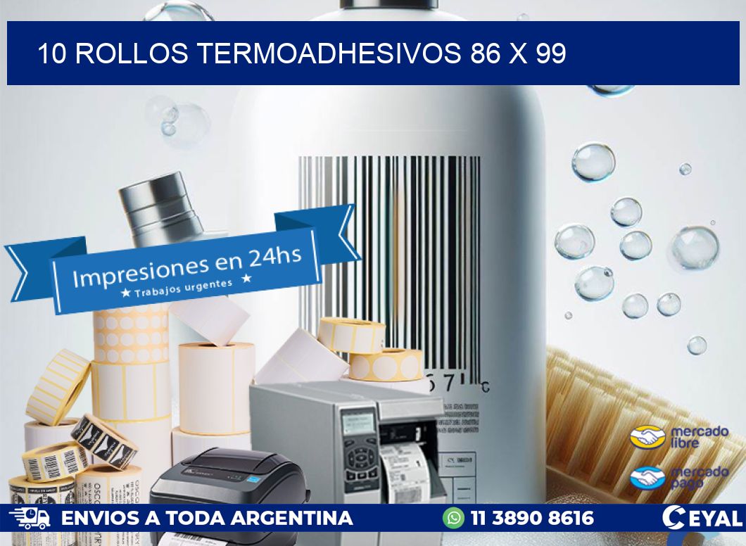 10 ROLLOS TERMOADHESIVOS 86 x 99