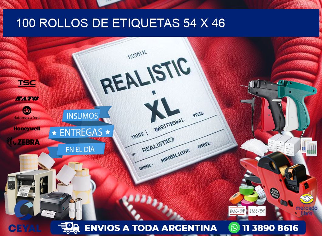 100 ROLLOS DE ETIQUETAS 54 x 46