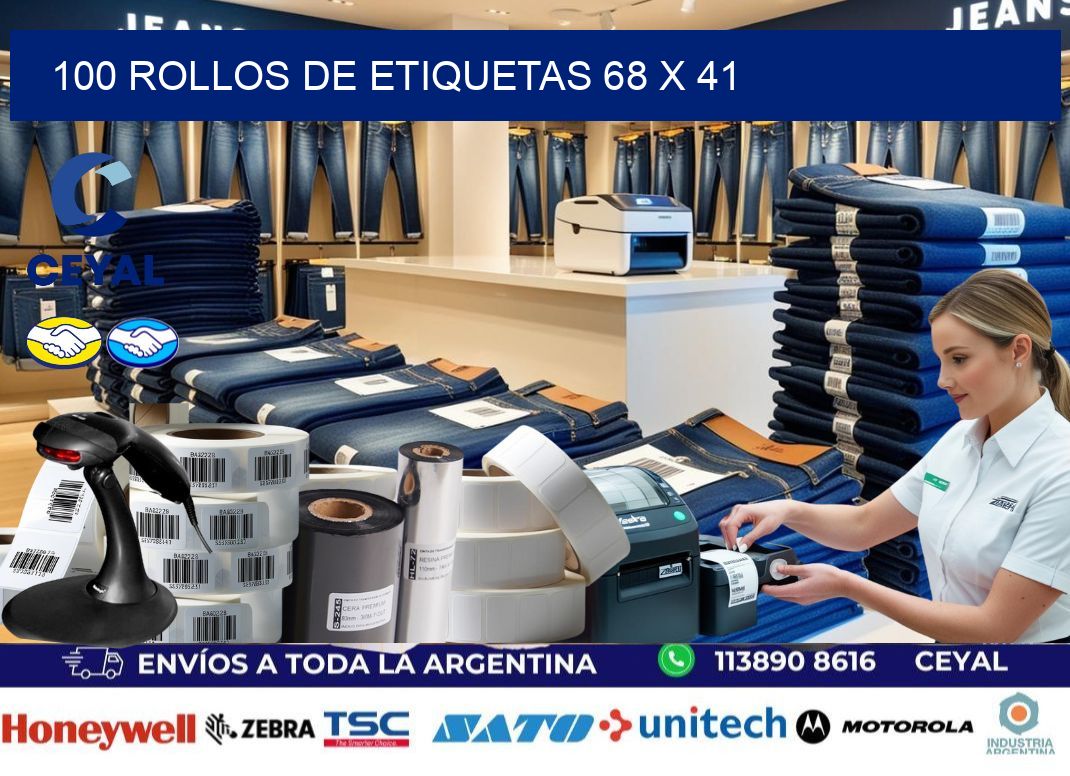 100 ROLLOS DE ETIQUETAS 68 x 41