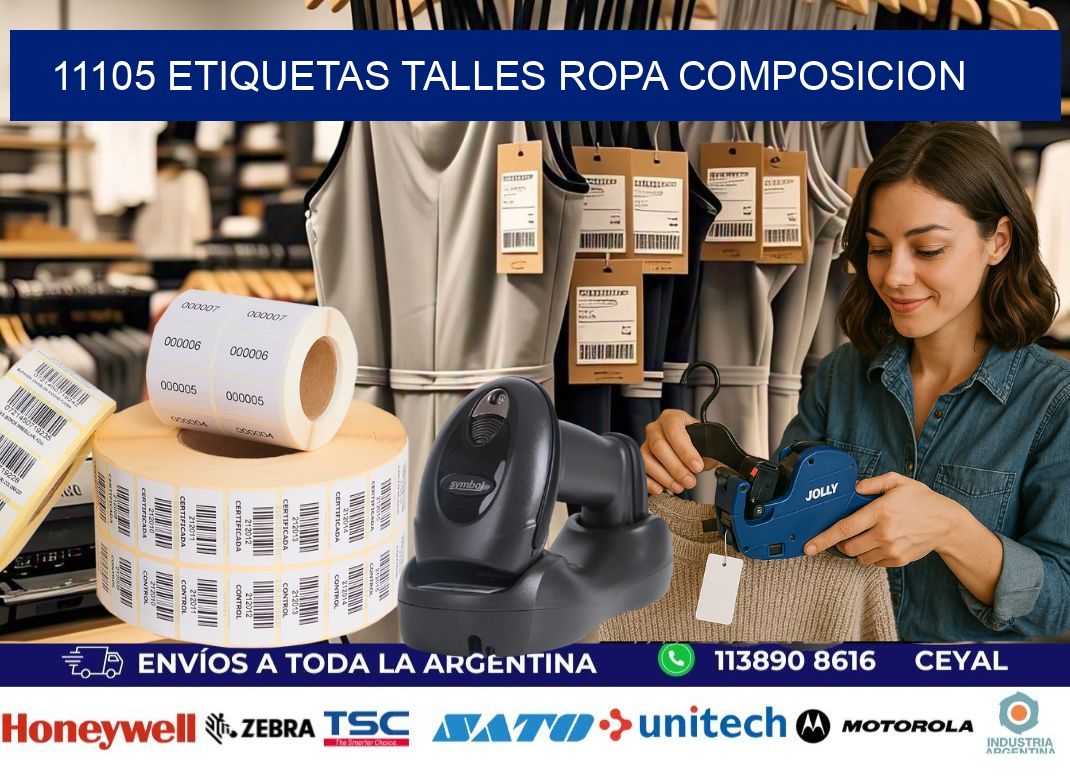 11105 ETIQUETAS TALLES ROPA COMPOSICION
