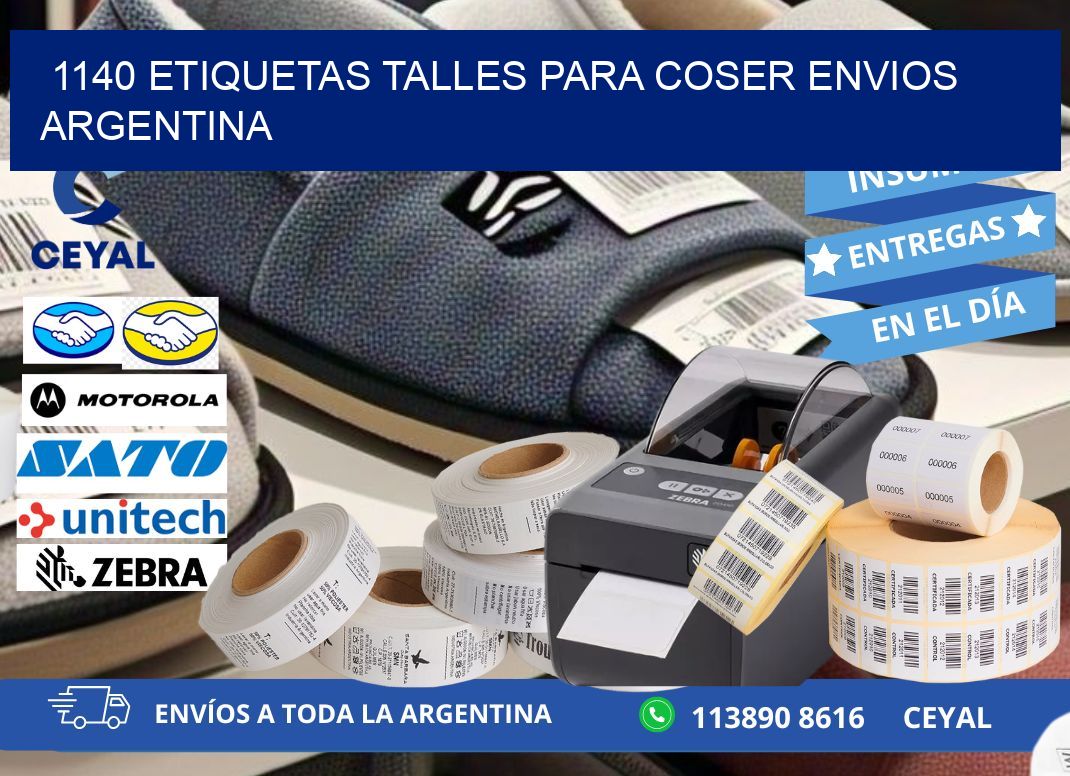 1140 ETIQUETAS TALLES PARA COSER ENVIOS ARGENTINA