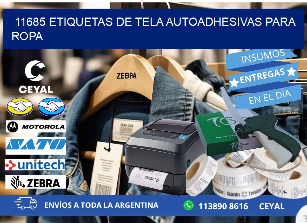 11685 Etiquetas de tela autoadhesivas para ropa