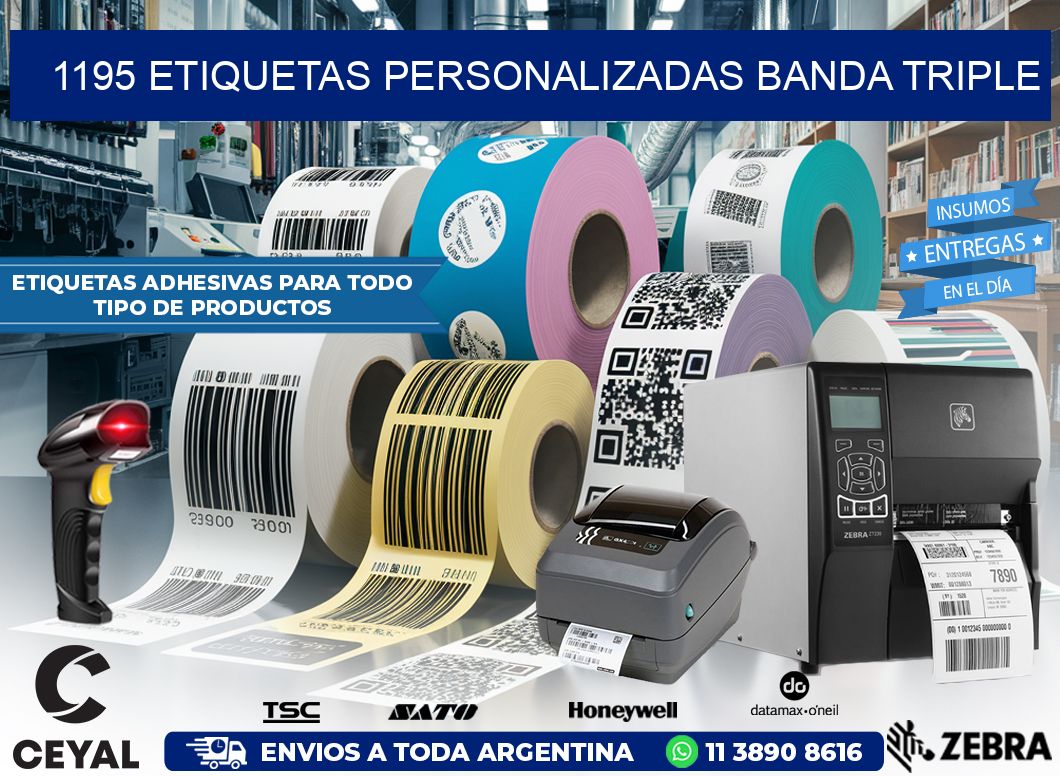 1195 Etiquetas personalizadas banda triple