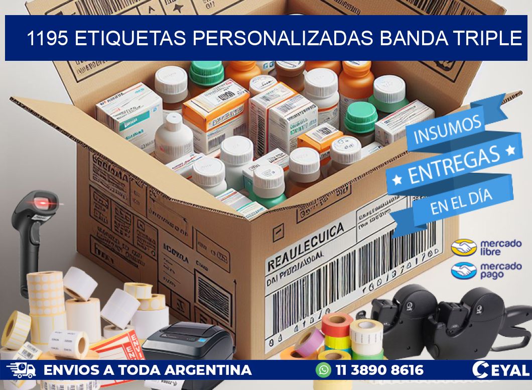 1195 Etiquetas personalizadas banda triple
